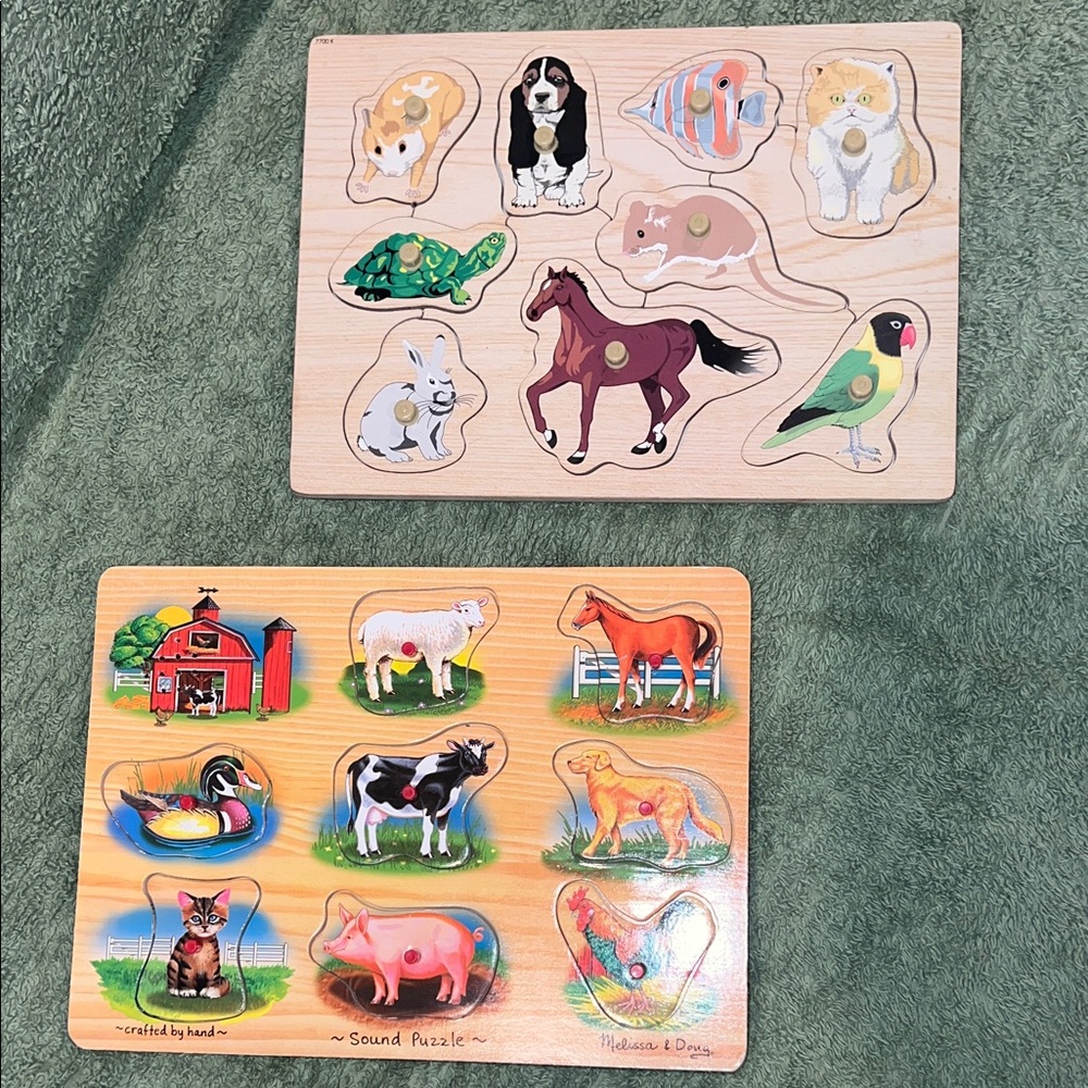Melissa & Doug Hand Crafted Wooden Sound Puzzle + bonus wooden puzzle